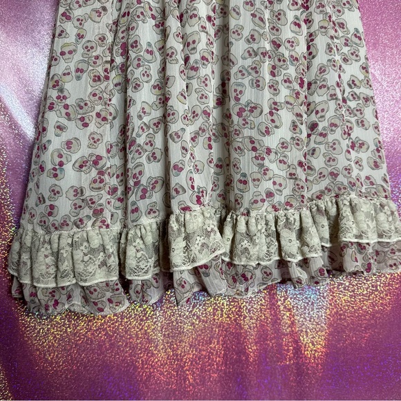 Tripp NYC Daang Goodman Chiffon Lace Tie Back Skull Frilly Layered Sun Dress y2k - Picture 9 of 10